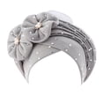 thumbnail image 2 of Fashion Women Beading Braid Hat Muslim Ruffle Cancer Wrap Cap Sleep Caps Satin Lined Hair Bonnets, 2 of 2