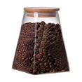 thumbnail image 3 of 500ML Glass Sealed Storage Can Square Moisture-proof Glass Storage Tank with Wooden Lid, 3 of 6