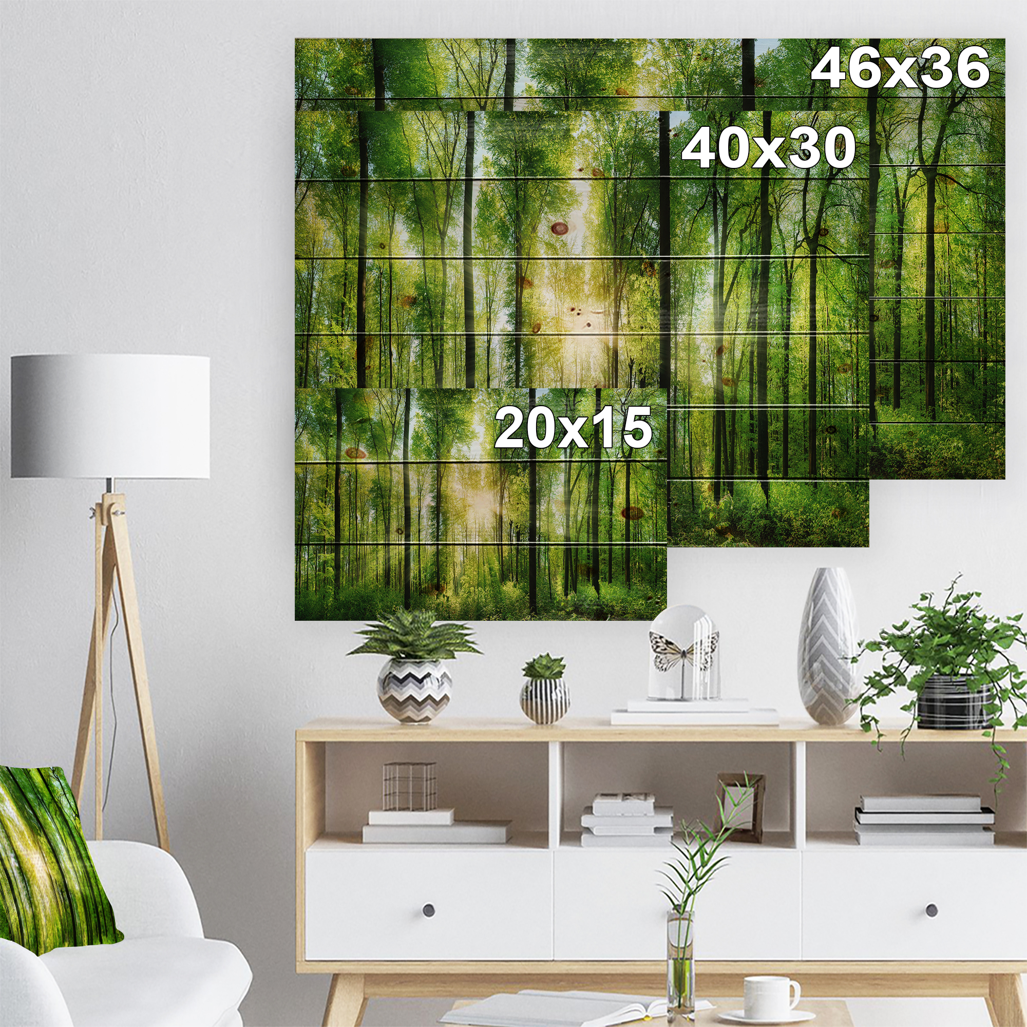 Tableau à toile imprimée Design Art Paysage Panorama Forêt avec rayons de soleil