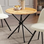 Homy Casa 31.5 inch Round Dining Table for two, Dark Brown MDF Top Metal Base, Modern Kitchen Table