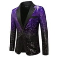 thumbnail image 4 of Pisexur Jackets for Men Comfortable Coats for Men Sequined Dance Suit With Dance Accompaniment Colorful Suit Dress Solid Color Men's Suit Jacket Purple,S, 4 of 5