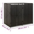 thumbnail image 4 of vidaXL Double Wheelie Bin Shed Black 140x80x117 cm Poly Rattan, 4 of 5