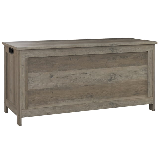 HOMCOM Coffre de Rangement avec 2 Charnières, Banc de Rangement, Gris Vieilli