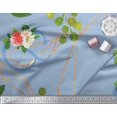 thumbnail image 3 of Soimoi Blue Cotton Duck Fabric Leaves & Ranunculus Floral Printed Craft Fabric by The Yard 58 Inch Wide, 3 of 5