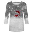 thumbnail image 4 of Meichang Hauts à Manches 3/4 pour Femmes T-Shirts Classiques de Noël avec Verre de Vin Graphique Coupe Ample Col Ras du Cou Hauts Décontractés Cadeaux pour Femmes pour Noël, 4 of 4