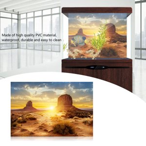 Fish Tank Background Paper, Yellow Sun And Desert Style Fish Tank Poster Waterproof Aquarium Background Poster, For Outdoor Use Fish Tank Aquarium Home