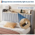 thumbnail image 4 of Upholstered Bed Frame with Storage Headboard and Charging Station, Platform Bed Frame with Drawers, Heavy Duty, No Box Spring Needed, Easy Assembly, Grey, Twin Size, 4 of 7
