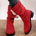 thumbnail image 4 of LSLJS Bottes Mi-Mollet pour Femmes, Style Britannique en Daim Bout Rond Talon Épais Bottes Western Cowboy Bottes Slim, 4 of 5