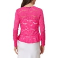 thumbnail image 3 of INSPIRE CHIC Women's Floral Lace Cardigans Tie Front Ruffled Hem Sheer Crop Bolero Shrug XS Hot Pink, 3 of 6