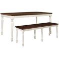 thumbnail image 3 of Crosley Furniture Shelby Ensemble de Table à Manger avec Rallonge et Rallonge, 3 Pcs (2 Bancs), Blanc Vieilli, 3 of 5