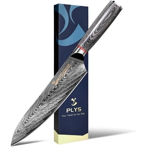 Chef Couteau 8-Inch Couteau de cuisine : Couteaux de cuisine japonais en acier inoxydable haute teneur en carbone Couper la poignée ergonomique végétale pour hommes Cadeau pour père papa
