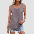 thumbnail image 2 of Plebaso Débardeurs d'Été pour Femmes Sans Manches Plissés Chemises Amples Col Rond Blouse Décontractée Unie P-5TG, 2 of 6
