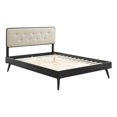 thumbnail image 2 of Modway Bridgette Lit Plateforme Très Grand en Bois avec Pattes Évasées, Noir/beige, 2 of 11