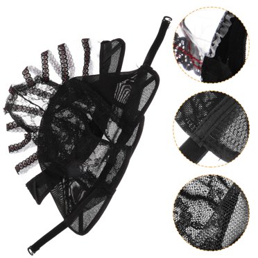 UPOUART U Shaped Wig Mesh Caps for Decor Black Cloth Adjustable Size 2 Pieces