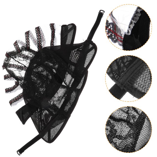 UPOUART U Shaped Wig Mesh Caps for Decor Black Cloth Adjustable Size 2 Pieces
