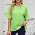thumbnail image 2 of T-shirts à Manches Courtes pour Femmes Été Col Rond Décontracté Mode T-Shirt Basique Vêtements Mignons Tenues Tendance, 2 of 6