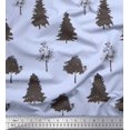thumbnail image 1 of Soimoi Blue polyester Crepe Fabric Stencil Tree Printed Craft Fabric by the Yard 52 Inch Wide, 1 of 3