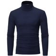 thumbnail image 2 of T-shirt Solid Color Long Sleeve Cotton Men Turtleneck Slim Basic Top for Spring, 2 of 8