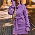 thumbnail image 1 of Birdeem Robe Confortable pour Femme, Couleur Unie, Ceinture, Manches Longues, Mode, Déplacement, Automne, 1 of 1