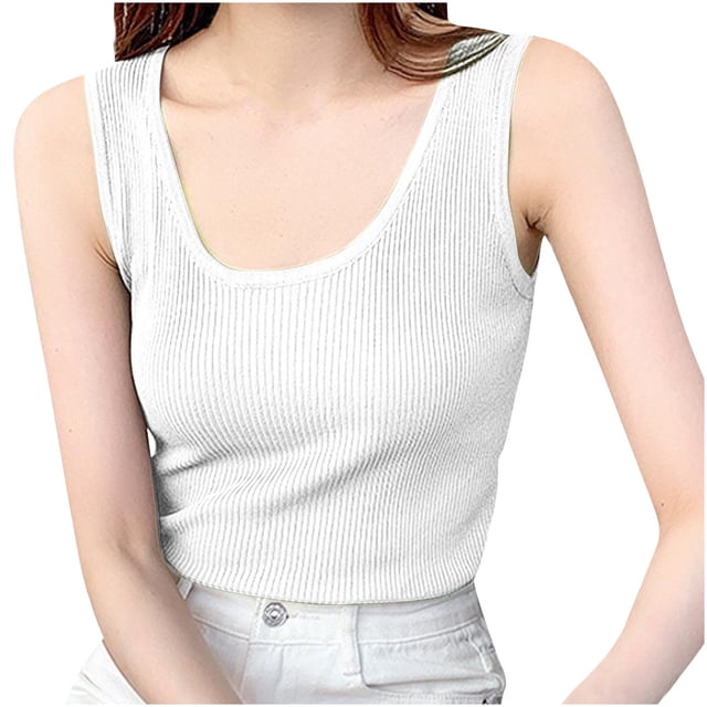Besolor Women's Plus Size Tank Tops 2025 Ribbed Scoop Neck Sleeveless Basic Tees Casual Solid Color Summer Shirts