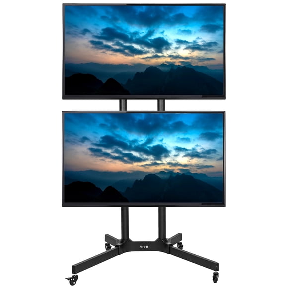 VIVO Dual TV Cart Mount for LCD LED Plasma Flat Panel | Fits 32" to 65" Screens