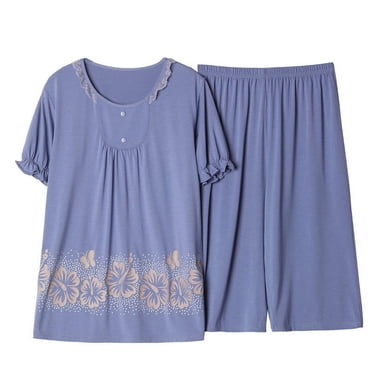 Cameland Ensemble de Pyjama pour Femmes Décontracté Haut à Manches Courtes avec Pantalon Tenue d'Intérieur Ensemble de Pyjama 2 Pcs