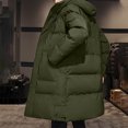 thumbnail image 3 of Pisexur Mens Winter Jacket Men's Solid Color Drawstring Button Pocket Zipper Long Sleeved Hooded Algondon Jacket Mens Puffer Jacket Winter Coats for Men Plus Size Jackets, 3 of 8