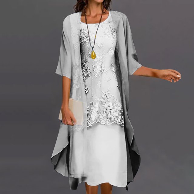 EGNMCR Robes de Fête pour Femmes Mode Femmes Décontractée Robe Sans Manches à Col en V Unie Manteau à Manches Longues Ensemble Deux Pièces