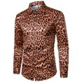 thumbnail image 1 of TIMIFIS Men's Dress Shirts Long Sleeve Leopard Button Up Shirts Party Prom Wedding Shirt-BrownFall, 1 of 1