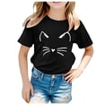 thumbnail image 3 of TZEWGL T-Shirt Décontracté à Col Rond Manches Courtes Imprimé Chat pour Filles Garçons Taille 10-11T, 3 of 5