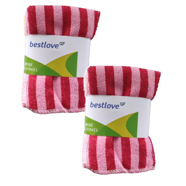 Oleegame 2PC Ten Dollar Items Double Color Stripes Plain Stripes Plain Colors Oil Multifunctional Ultra Fine Fiber Rags Lazy Dishwashers Cleaning Cloths And Dishwashing Cloths