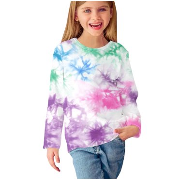 Huvoen Enfant Coton Chandail à Manches Longues Blouse Haut Manches Longues Col Rond Blouses et Chemises Filles Chemises à Manches Longues à Imprimés Jolis Chandails Ras du Cou Hauts Blouses Habillées Décontractées Vêtements Multicolore 13 Ans