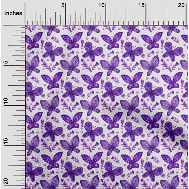oneOone Velvet Purple Fabric Insect & Floral Feather Craft Projects Decor Fabric Printed By The Yard 58 Inch Wide
