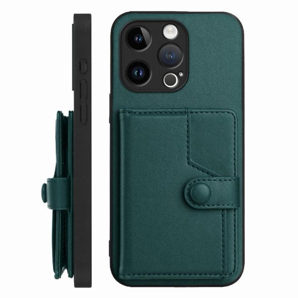 FOXDOCK Case for iPhone 13 pro RFID-Blocking Card Holder - Stylish Button Closure Design