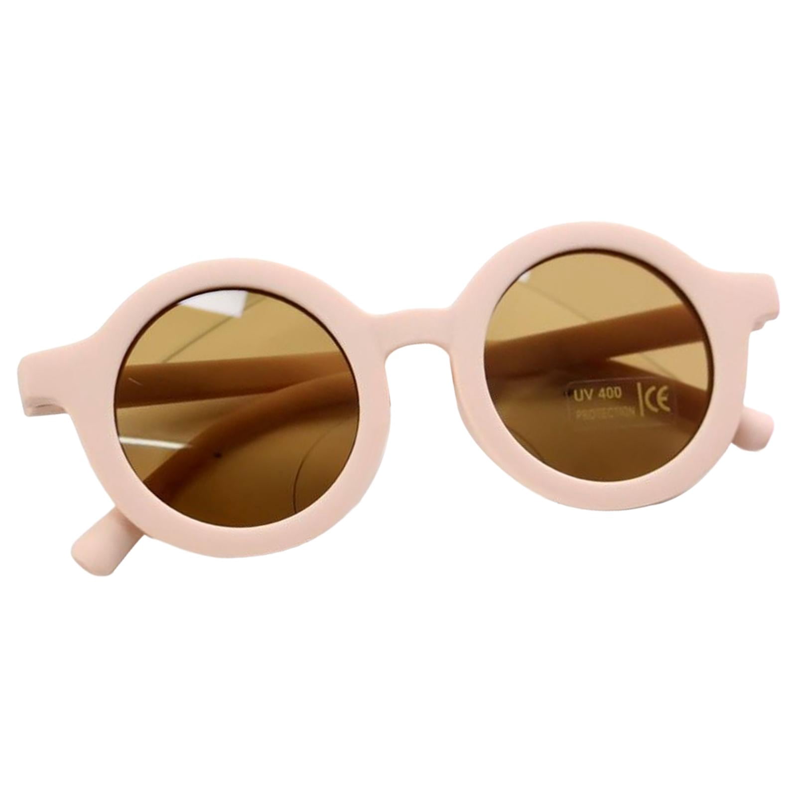 TISHITA Lunettes de Soleil Rétro pour Enfants Mignonnes Rondes Lunettes pour Tout-Petit Nourrisson Plage Rose Rose