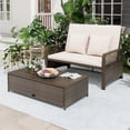 thumbnail image 1 of Costway Patio Rattan Daybed Wicker Loveseat Sofa with Multifunctional Ottoman Beige, 1 of 10