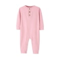 thumbnail image 2 of tarylea Newborn Baby Girls Boys Clothes Crew Neck Button Rompers Long Sleeve Solid Color Jumpsuits Casual Fall Comfy Outfits, 2 of 5