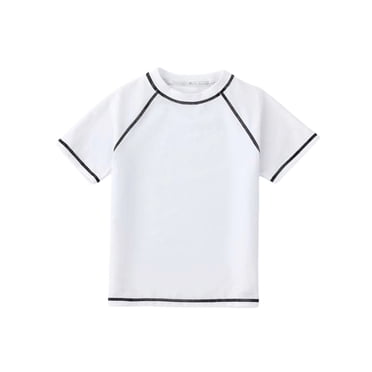 Boys Short Sleeve Sun Protection Shirt for Kids, UPF 50+ Rash Guard with Quick-Dry Fabric, Solid Color Swim Top for Beach and Pool