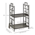 thumbnail image 3 of Outsunny 2-Layer Heavy Duty Firewood Rack Wood Log Fireplace Stacker  w/ 4 Tools, Black and Gold, 3 of 10