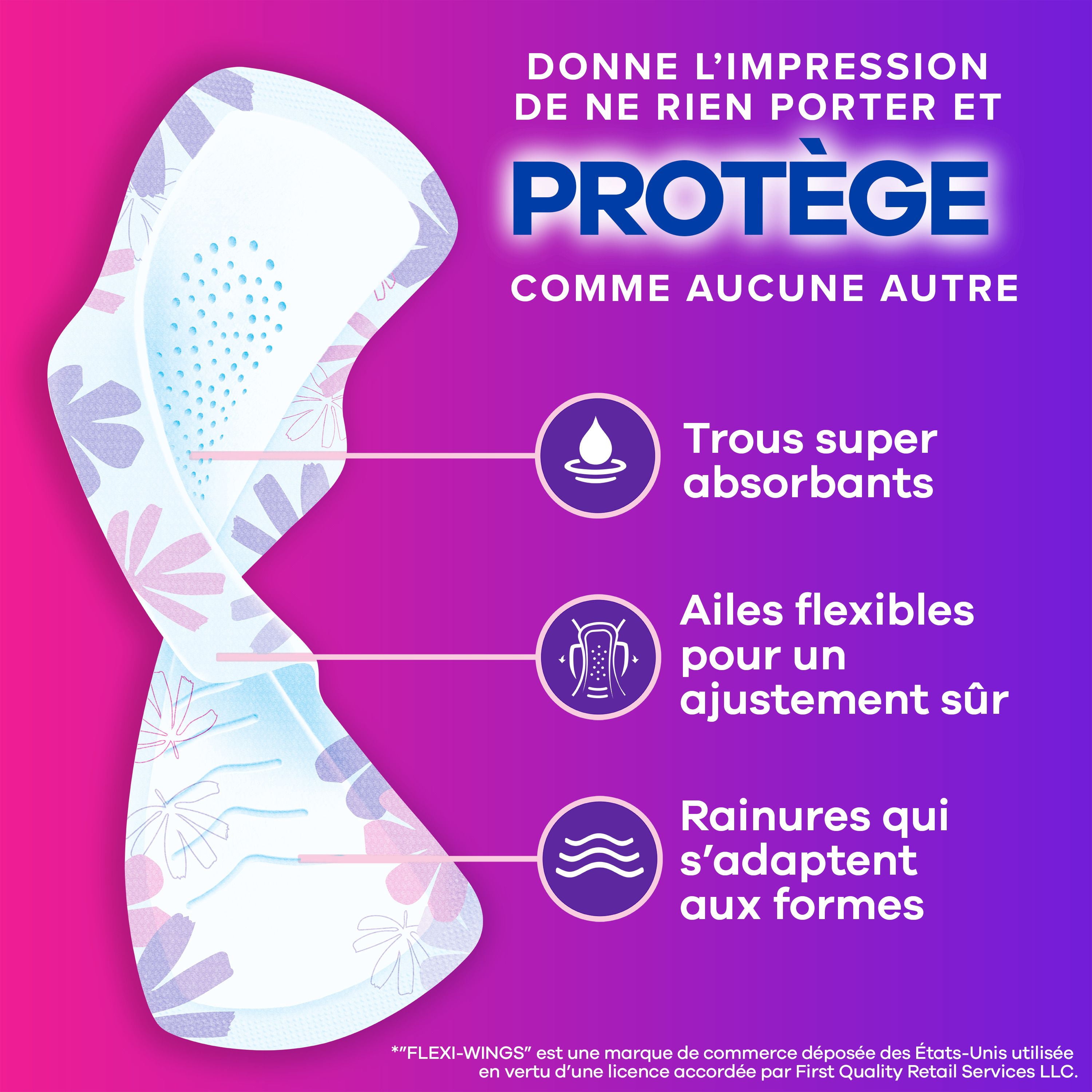 Serviettes Always Radiant Avec Flexfoam, Taille 2, Forte, Avec Ailes, Parfum Légèrement Frais, 26 Unités