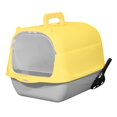 thumbnail image 2 of lionlar Hooded Cat Litter Box Fully Enclosed Cat Toilet Portable with Front Door Kitten Handheld Gray Yellow, 2 of 9