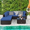 thumbnail image 3 of Patiojoy 6PCS Patio Rattan Furniture Set Outdoor Sectional Sofa Set w/Coffee Table & Ottoman Navy, 3 of 6