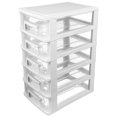 thumbnail image 1 of Shisuyan Multifunctional Five-layer Desktop Storage Cabinet Plastic Drawer Type Closet Portable Storage Case Organizer Sundries Holder (White and Transparent), 1 of 8