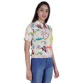 thumbnail image 3 of Moomaya Haut Court Imprimé pour Femmes Été Décontracté T-Shirt à Col à Fermeture à Glissière, 3 of 7