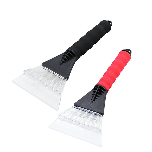 HLONK 2 Pcs Black and Red Snow Shovel Car Snow Scraper Ice Cleaner Snow Cleaner For Windshield With Rubber Sleeve
