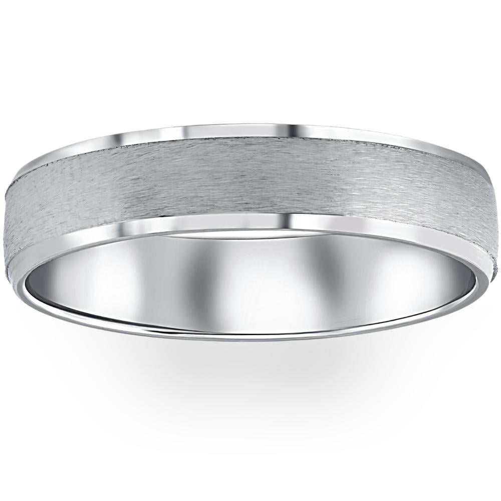 Alliance de Mariage pour Homme 5 mm en Or Blanc 10 K Brossé