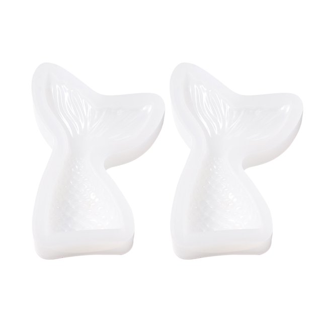 2pcs DIY Crystal Epoxy Mold Mirror Fish Tail Epoxy Mold DIY Fish Tail Mold Jewelry Accessories Epoxy Mold Creative Fish Tail Silicone Mould Size Large White