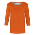 thumbnail image 4 of Hauts Décontractés pour Femmes Mode T-shirt Uni Mi-Long Manches 3/4 Blouse Col Rond Hauts Décontractés Hauts Grande Taille pour Femmes Manches 3/4 en Liquidation, 4 of 5