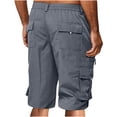 thumbnail image 3 of Pisexur Half Shorts Pants Men Casual Button Zipper Solid Knee Length Cargo Pants With Pocket Straight Button Zipper Shorts, 3 of 7