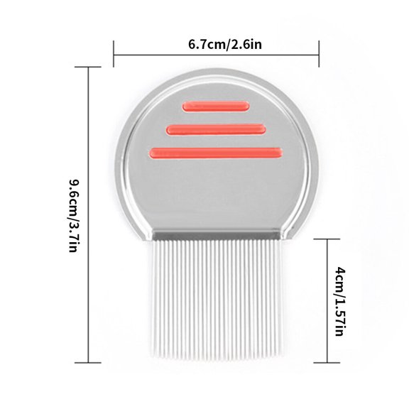 Peigne pour Animaux en Acier Inoxydable, Peigne pour Enlever les Poux, Outil de Toilettage pour Animaux en Acier Inoxydable, Éliminateur de Lentes, Fournitures de Beauté pour Animaux, Rouge